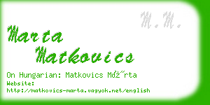 marta matkovics business card